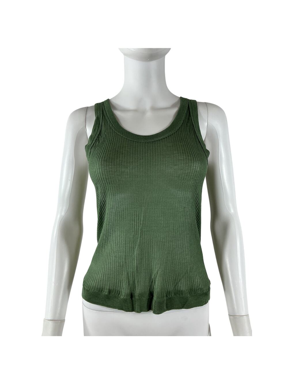 Lemaire Ribbed Green Scoop Neck Tank Top Size S